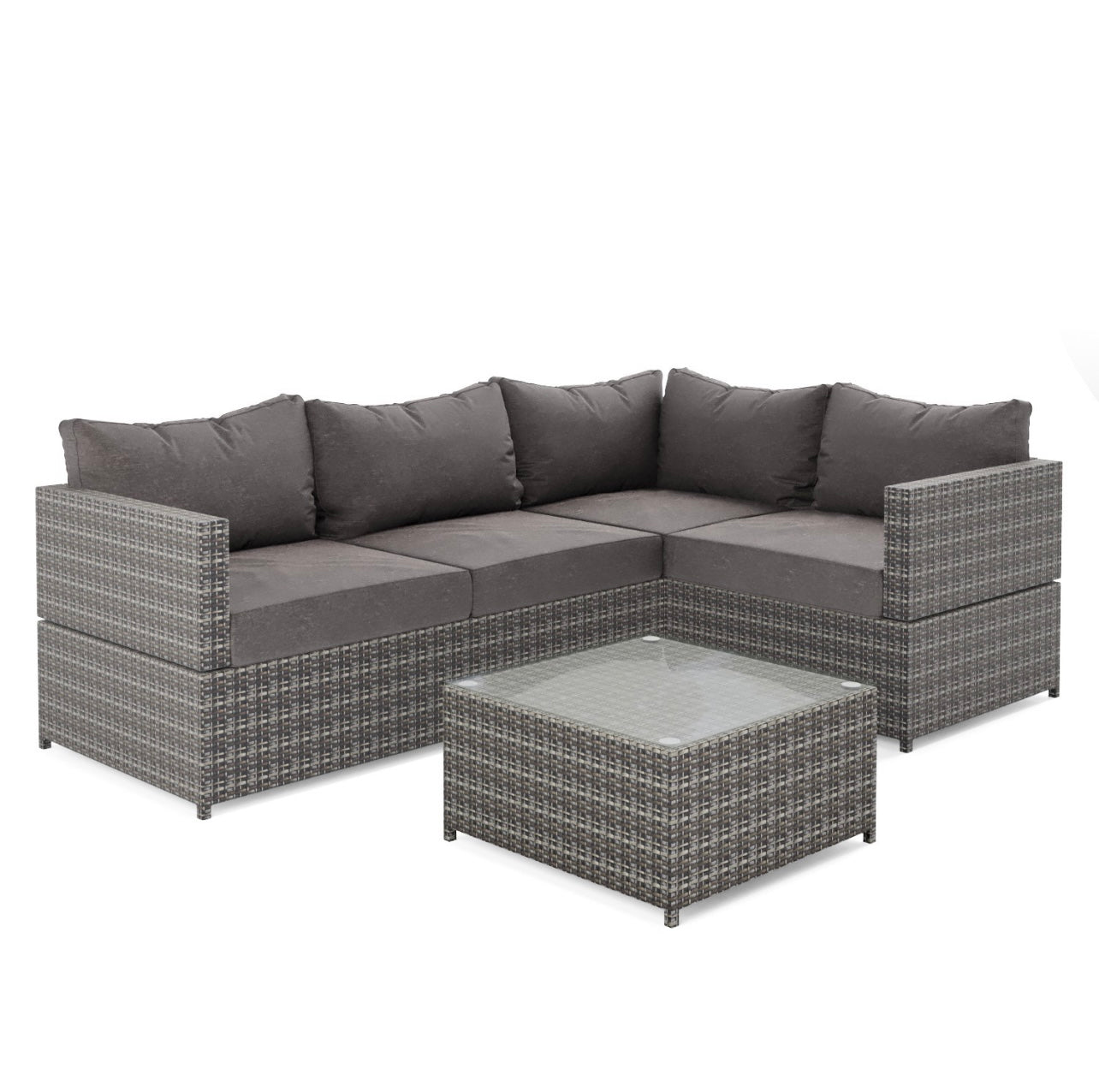 Grey Rattan Garden Sofa Set with Cushions and Table Outdoor Living