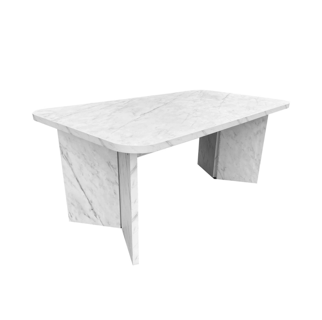 Modern White Dining Table Extendable to Seat 8 Heat Resistant and Scratch Proof