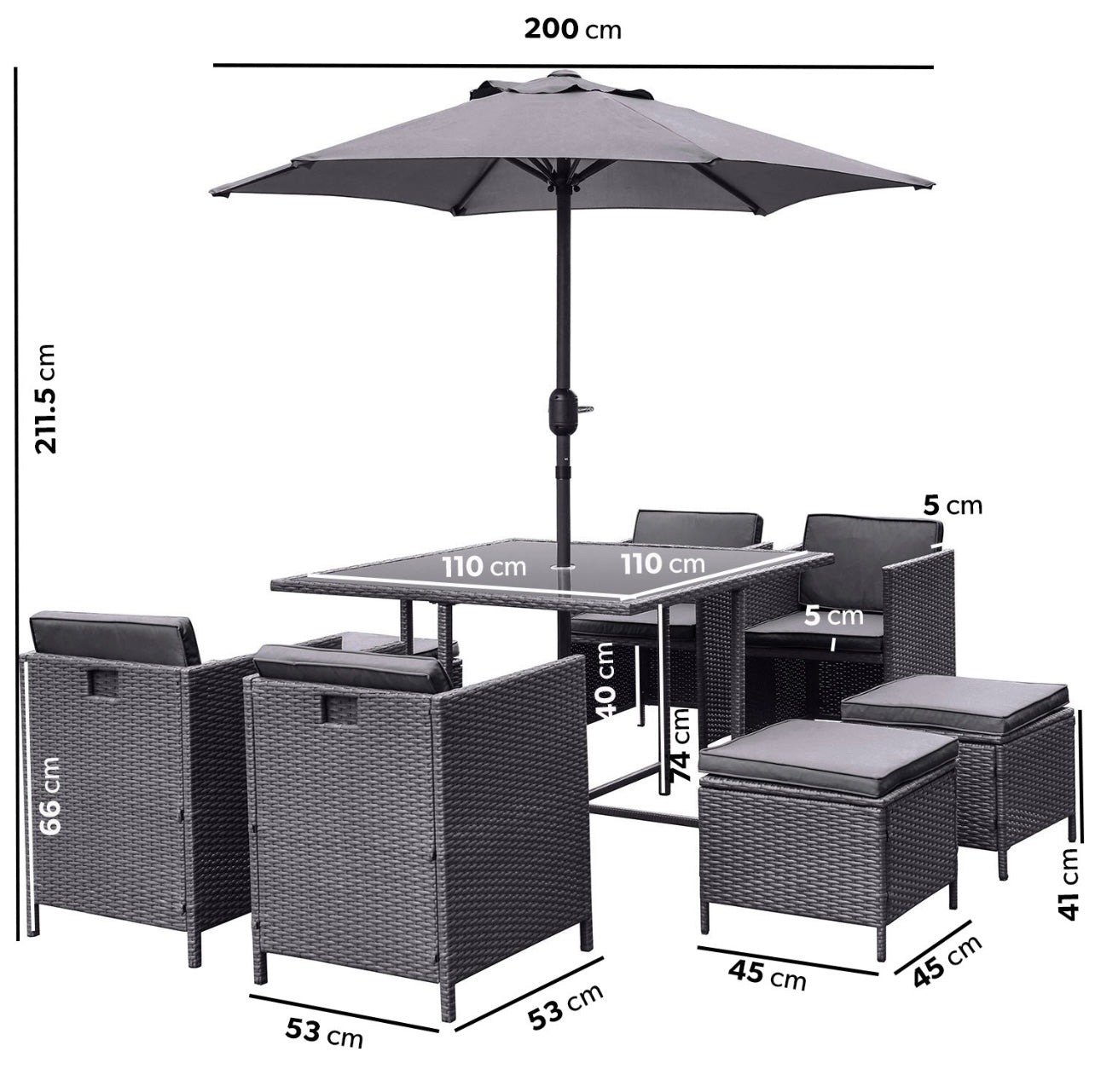 Rattan Garden Dining Set Seats 8 Outdoor Patio