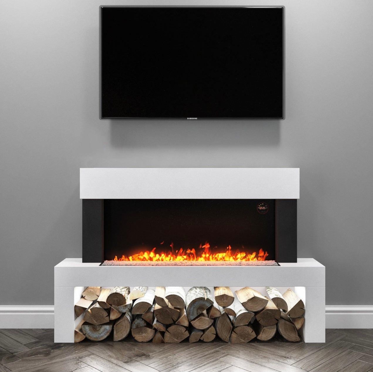 Electric Fireplace with LED Flame and Logs