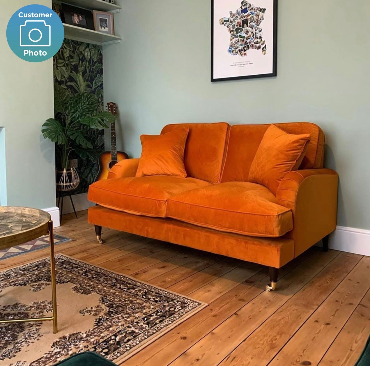 Velvet Sofa 3 Seater Couch Upholstered with Cushions