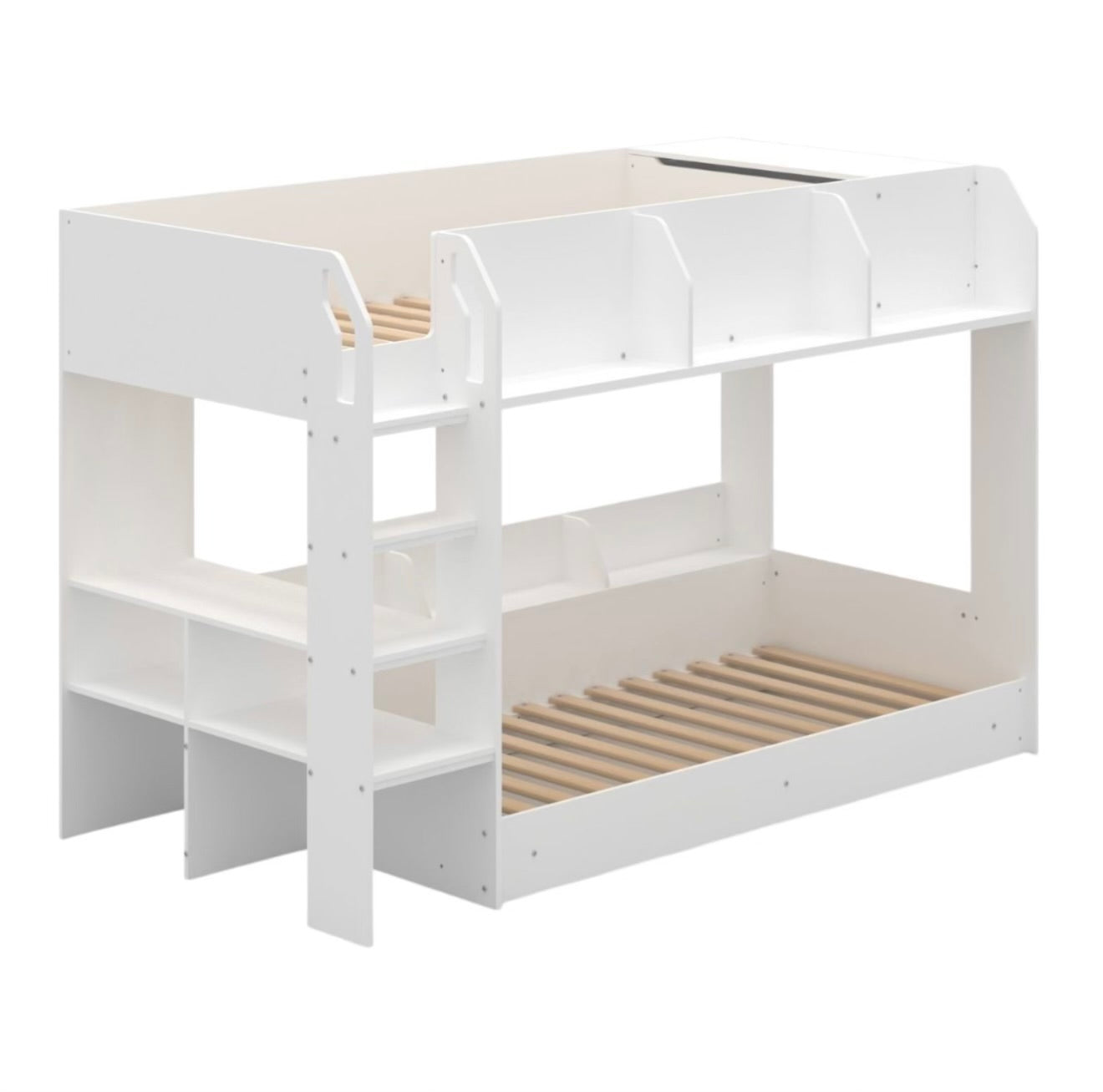 Kids Bunk Bed Single Sleeper Wooden with Storage and Shelves