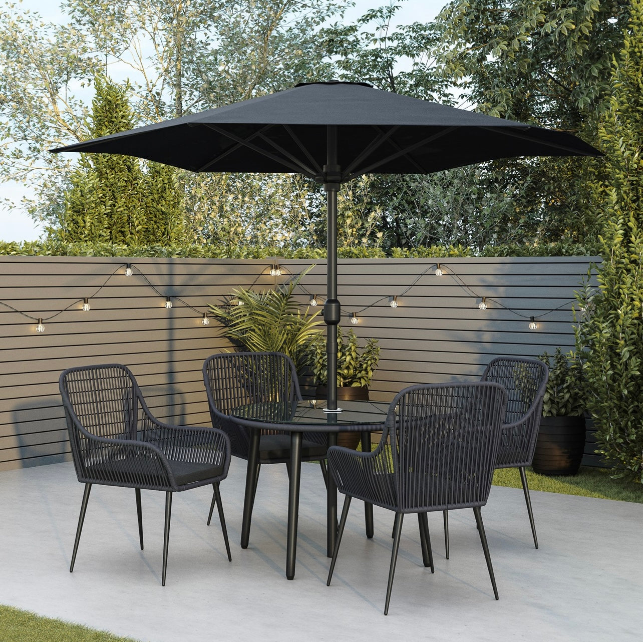 Garden Dining Set 4 Seater with Parasol Outdoor Patio