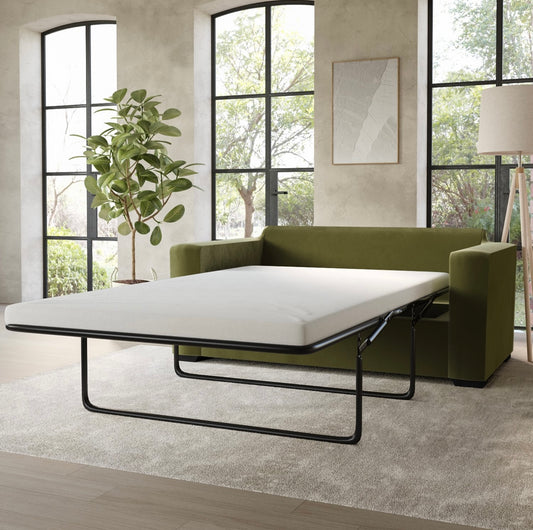 Velvet Sofa Bed 2 Seater Sleeper Sofa with Mattress and Cushions