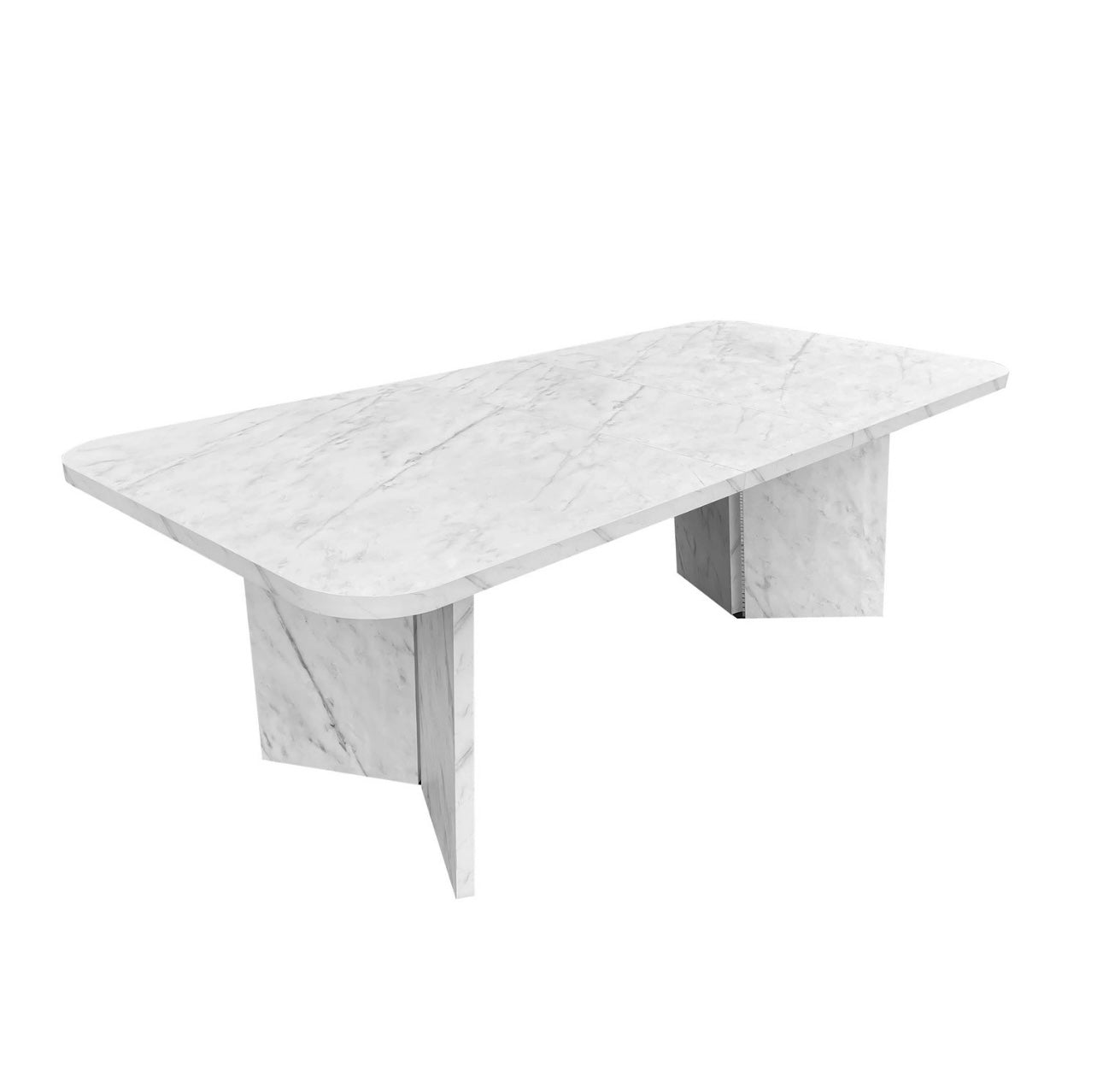 Modern White Dining Table Extendable to Seat 8 Heat Resistant and Scratch Proof