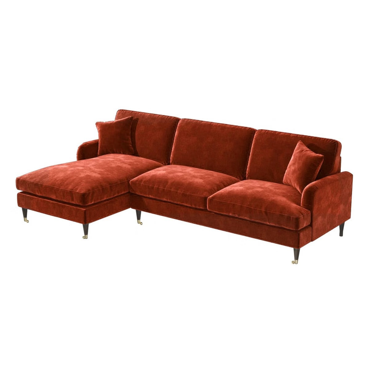 4 Seater Sofa L-Shaped Velvet Corner Couch with Cushions
