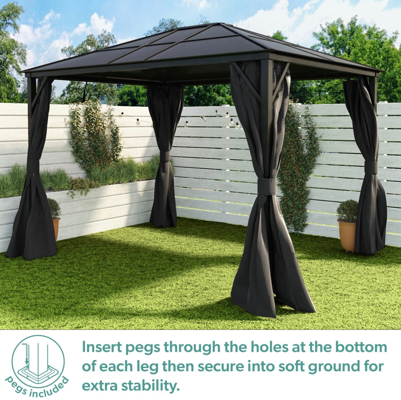 Steel Gazebo Grey Garden Outdoor Patio