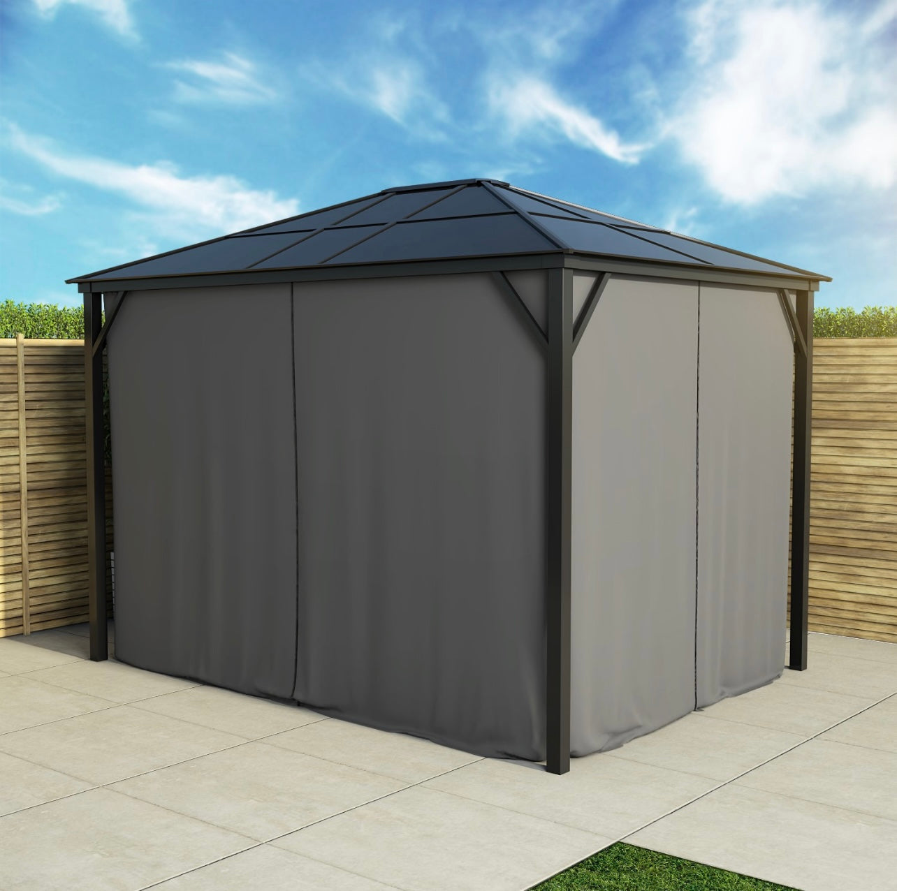 Steel Gazebo Grey Garden Outdoor Patio