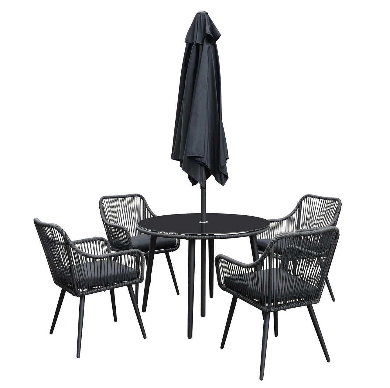 Garden Dining Set 4 Seater with Parasol Outdoor Patio