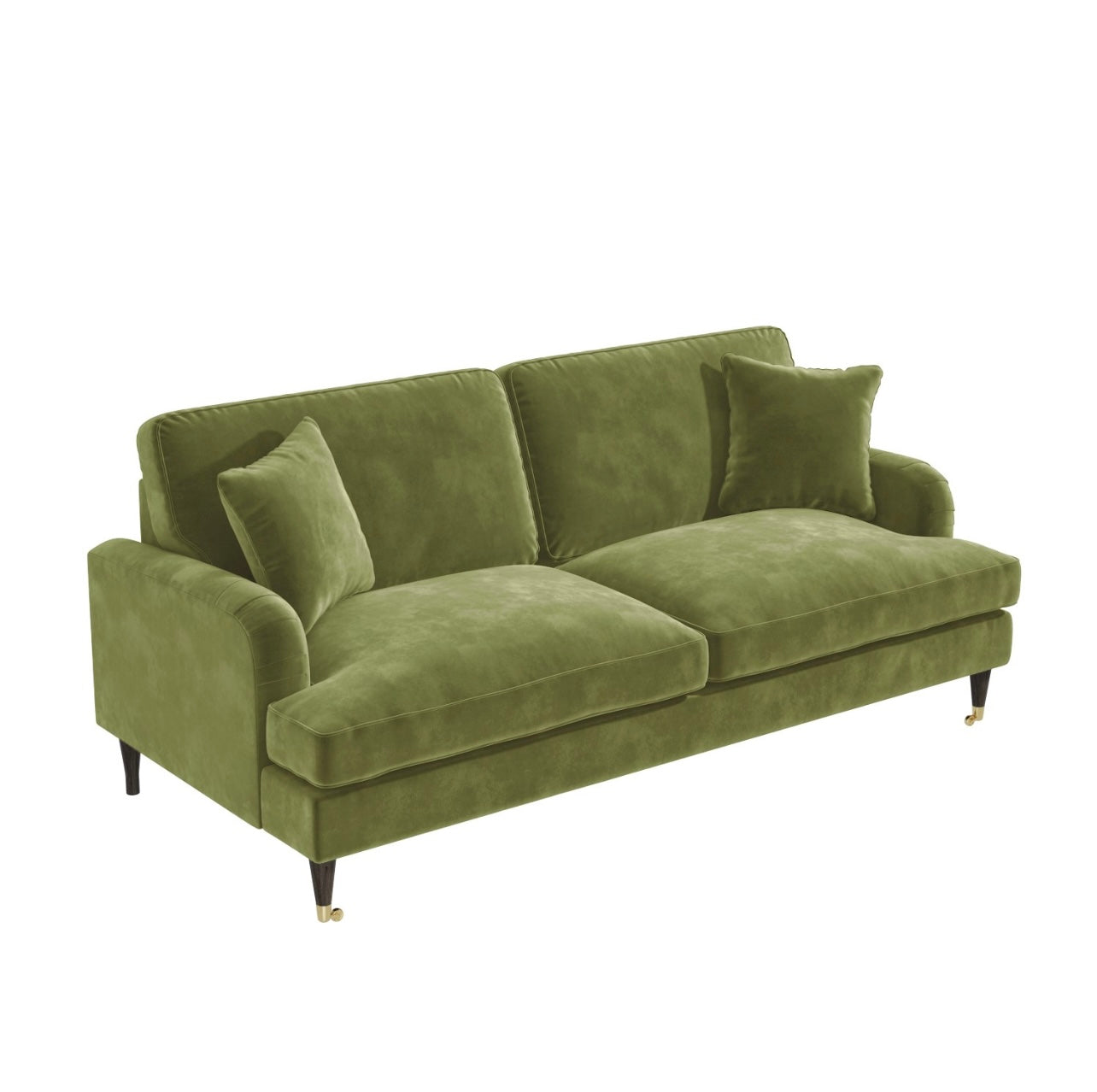 Velvet Sofa Three Seater Couch Upholstered with Cushions