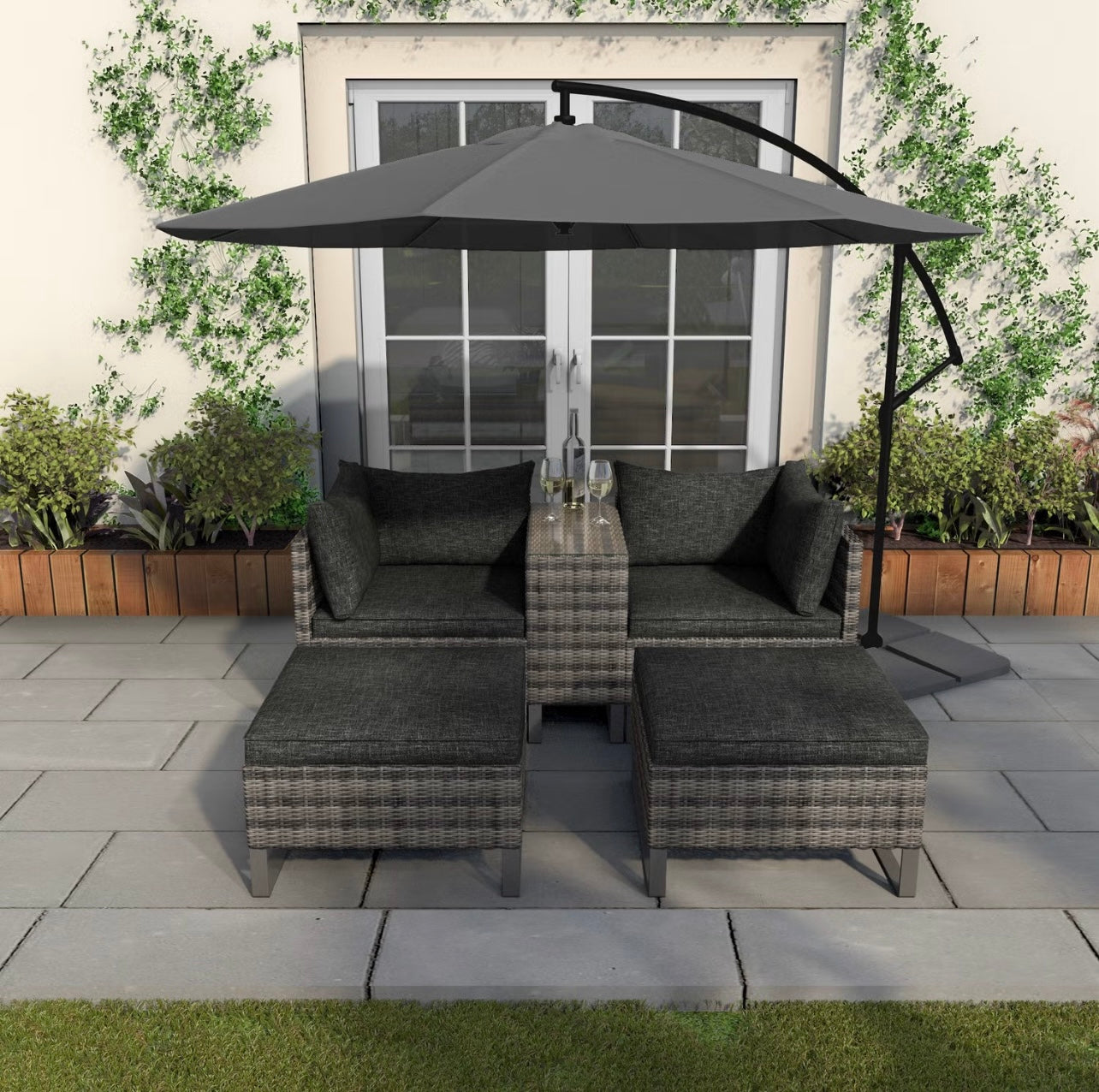Garden Parasol with Base and Cover Outdoor Patio