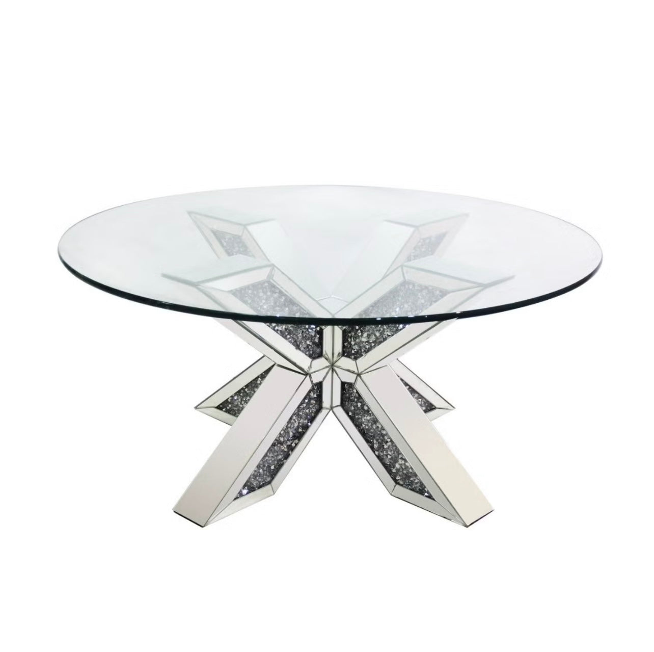 Glass Coffee Table Mirrored Leg Detailing