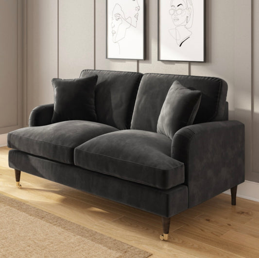 Velvet Sofa 2 Seater Couch Upholstered with Cushions