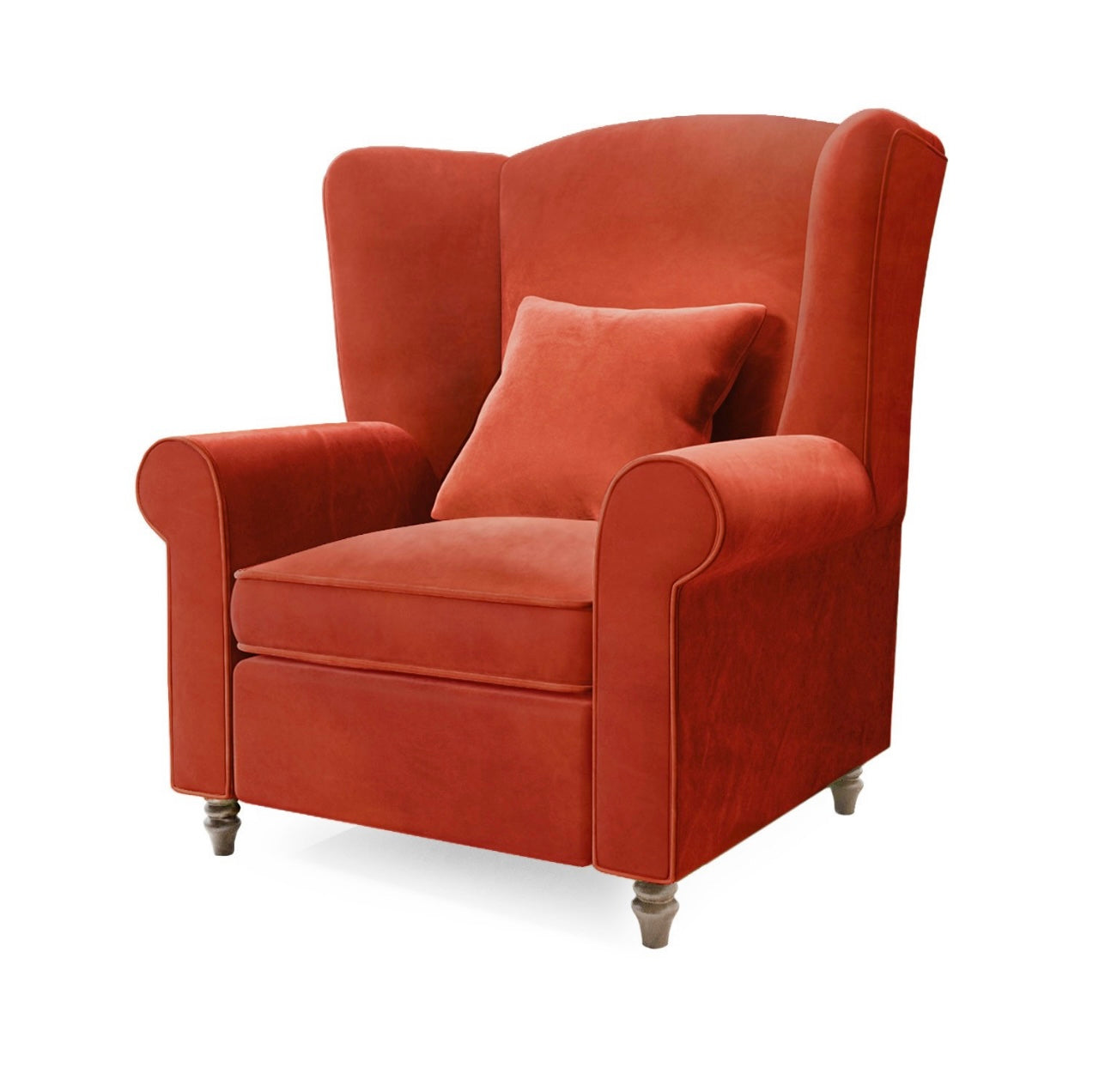 Velvet Armchair Upholstered with Supportive Back Vintage