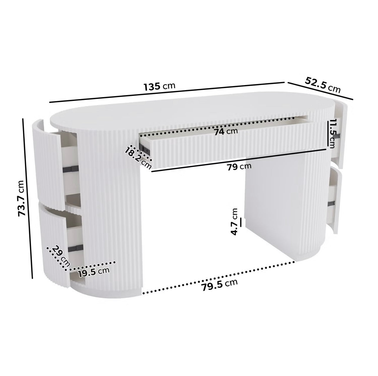 White Home Office Desk Modern Computer Table with Drawers
