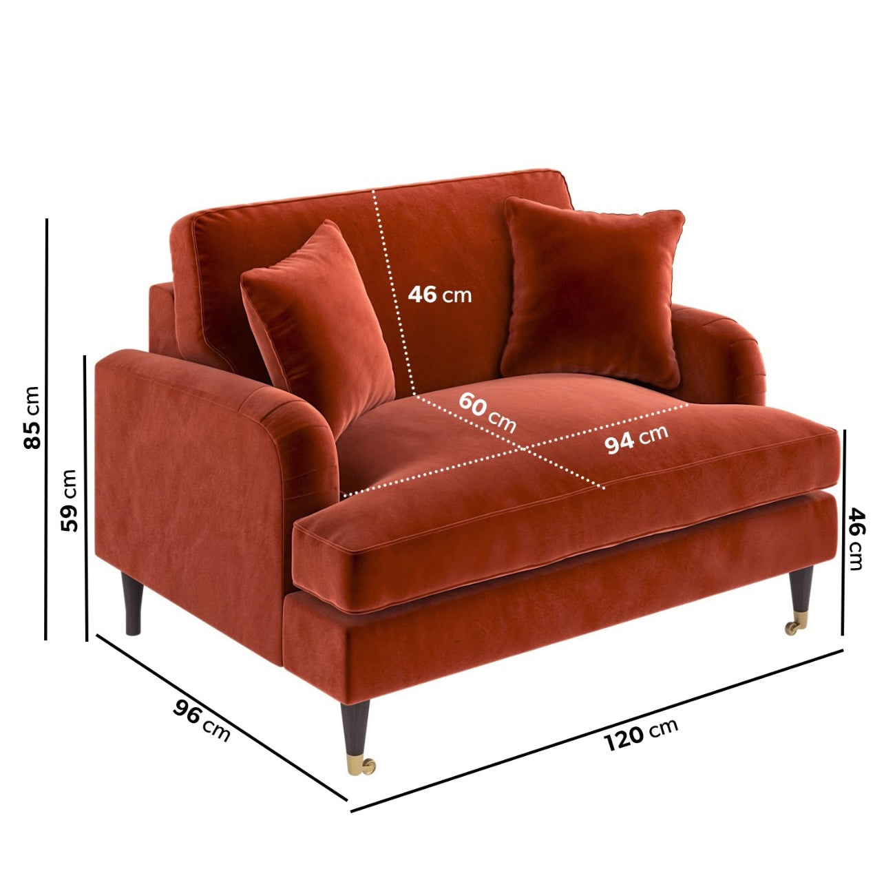 Loveseat Sofa Velvet Couch 2 Seater with Cushions