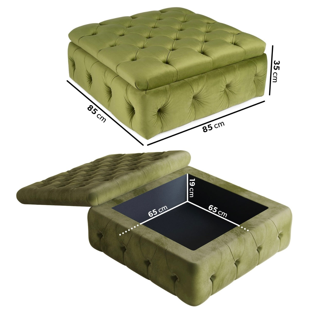 Velvet Footstool Ottoman Pouffe Upholstered Soft Stool