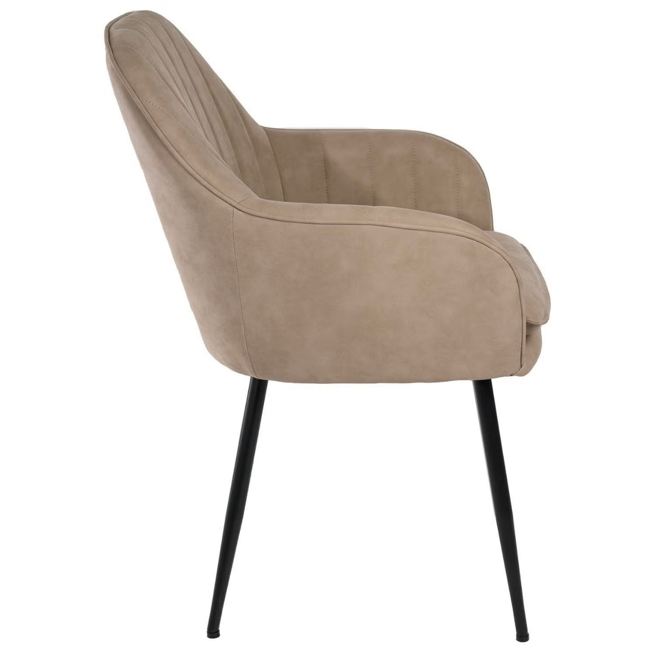 Faux Leather Dining Chairs Modern with Armrests and Sleek Black Legs