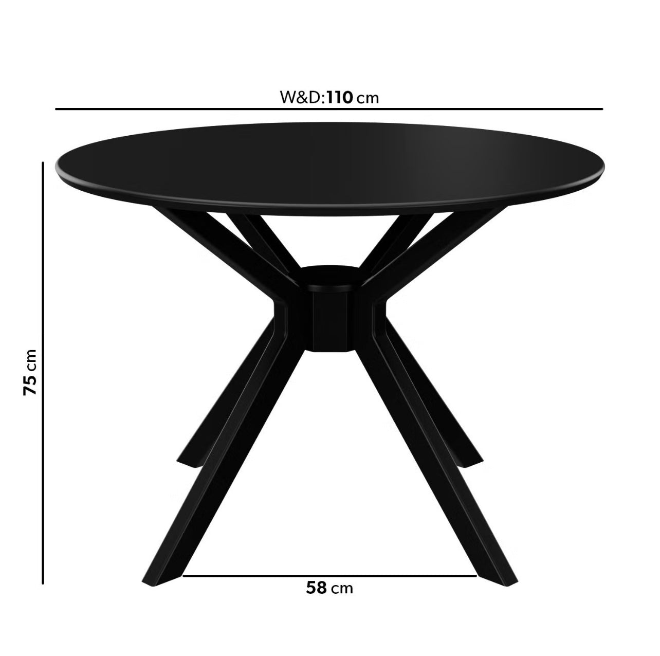 Modern Black Dining Set Table and Four Chairs