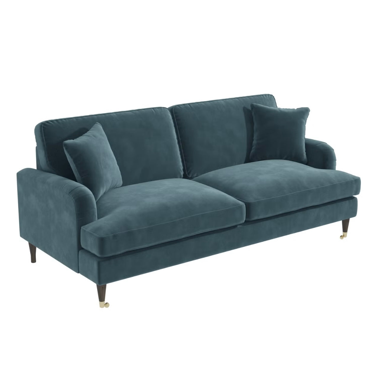 Velvet Sofa Three Seater Couch Upholstered with Cushions