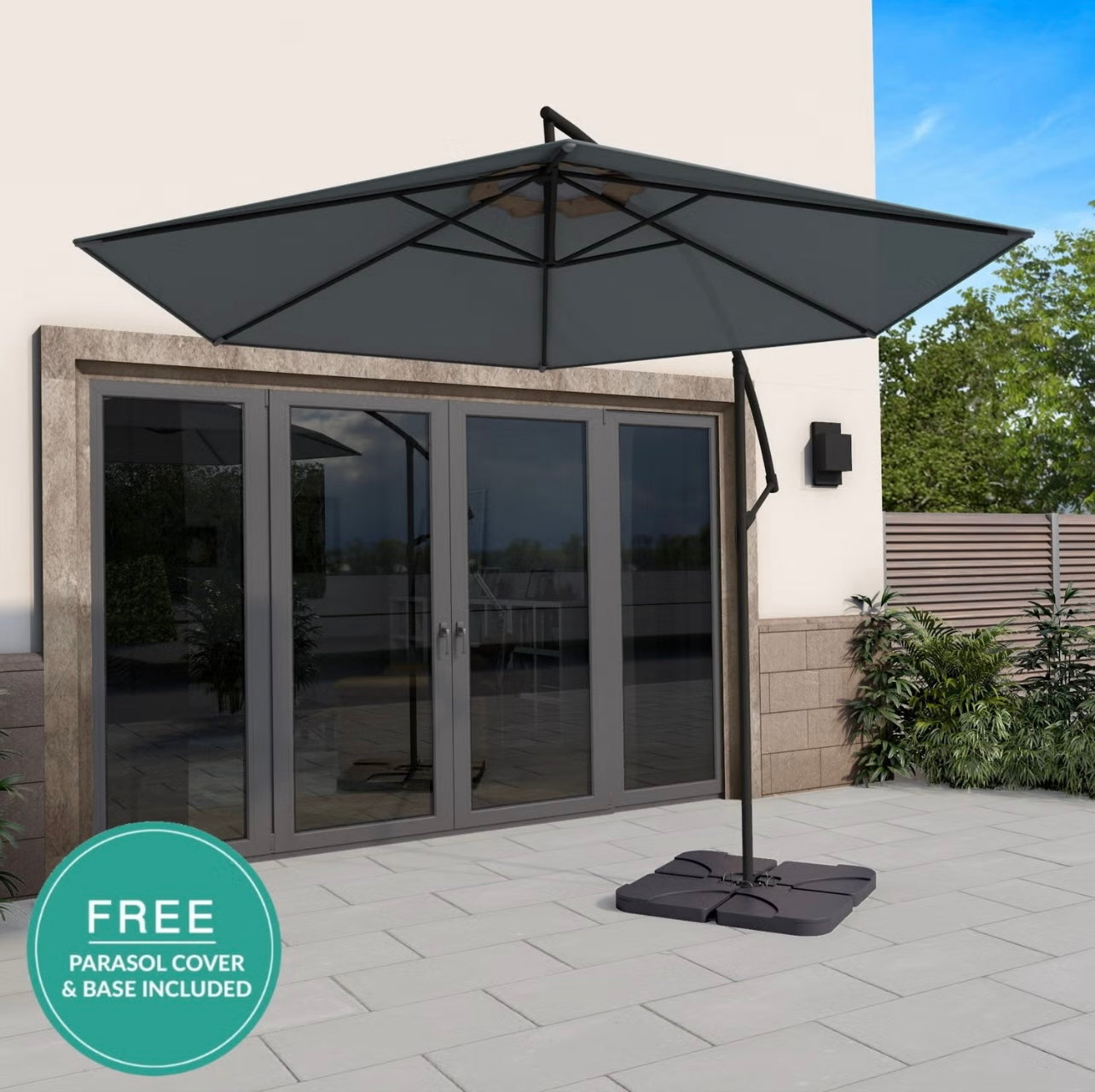 Garden Parasol with Base and Cover Outdoor Patio