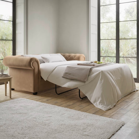 Velvet Sofa Bed Three Seater Sleeper Sofa with Mattress