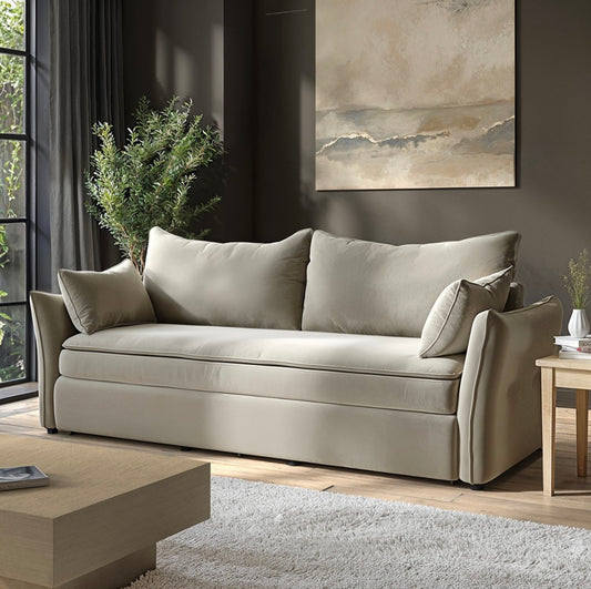 Sofa Bed 3 Seater Velvet Sleeper Sofa with Mattress and Cushions