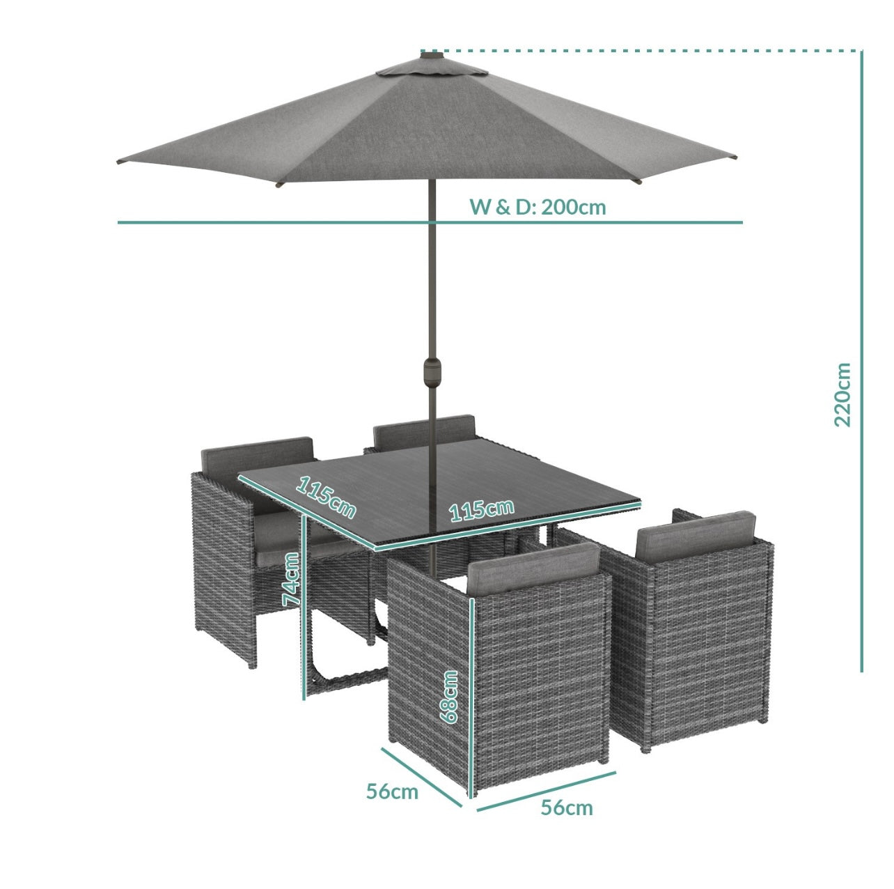 Rattan Garden Dining Set Furniture with Table and Chairs Outdoor Patio