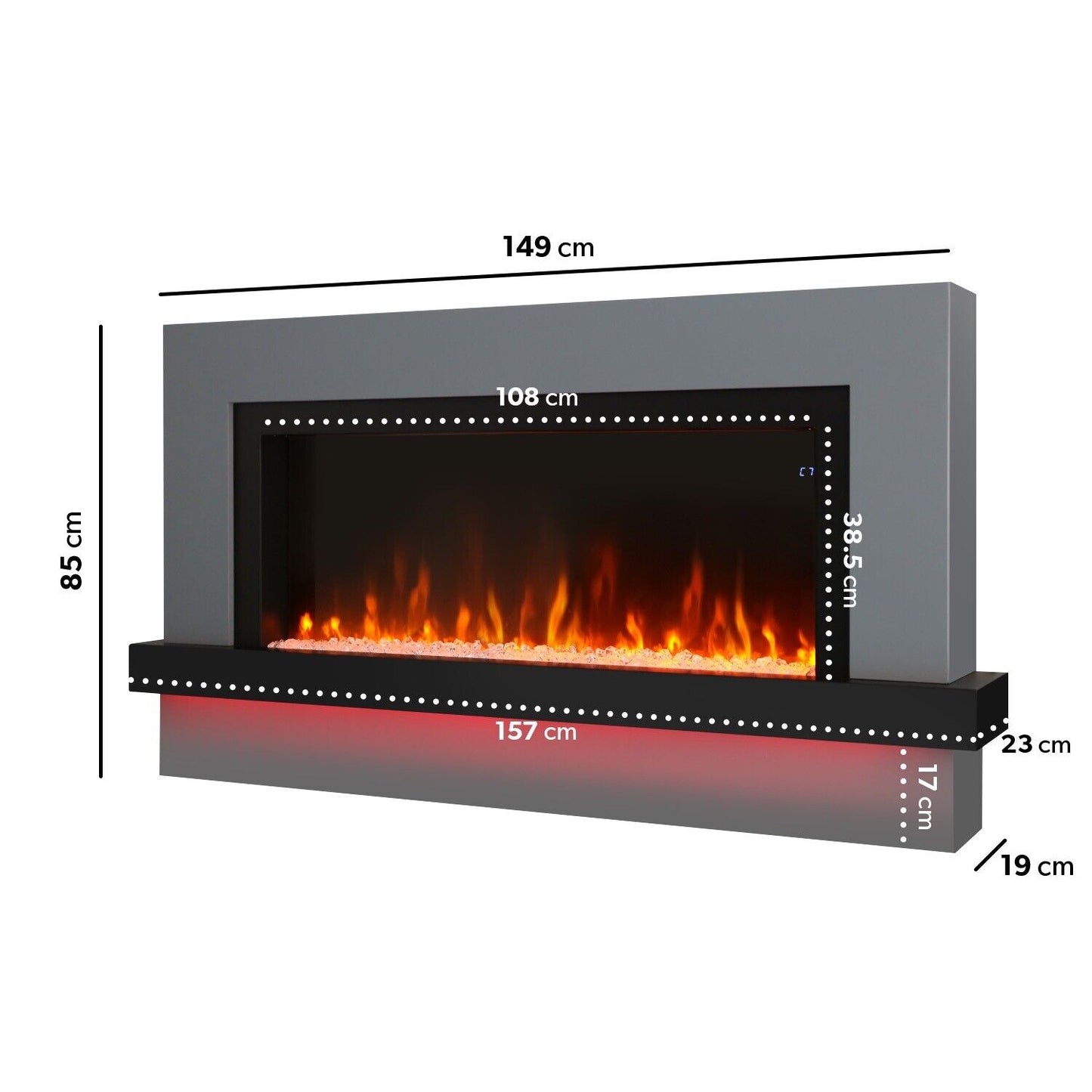 Electric Fireplace LED Flame Freestanding with Remote Control