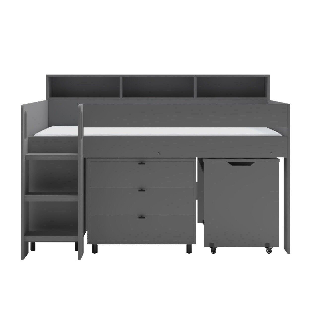 Kids Cabin Bed Mid Sleeper Frame Single with Storage Drawers and Desk