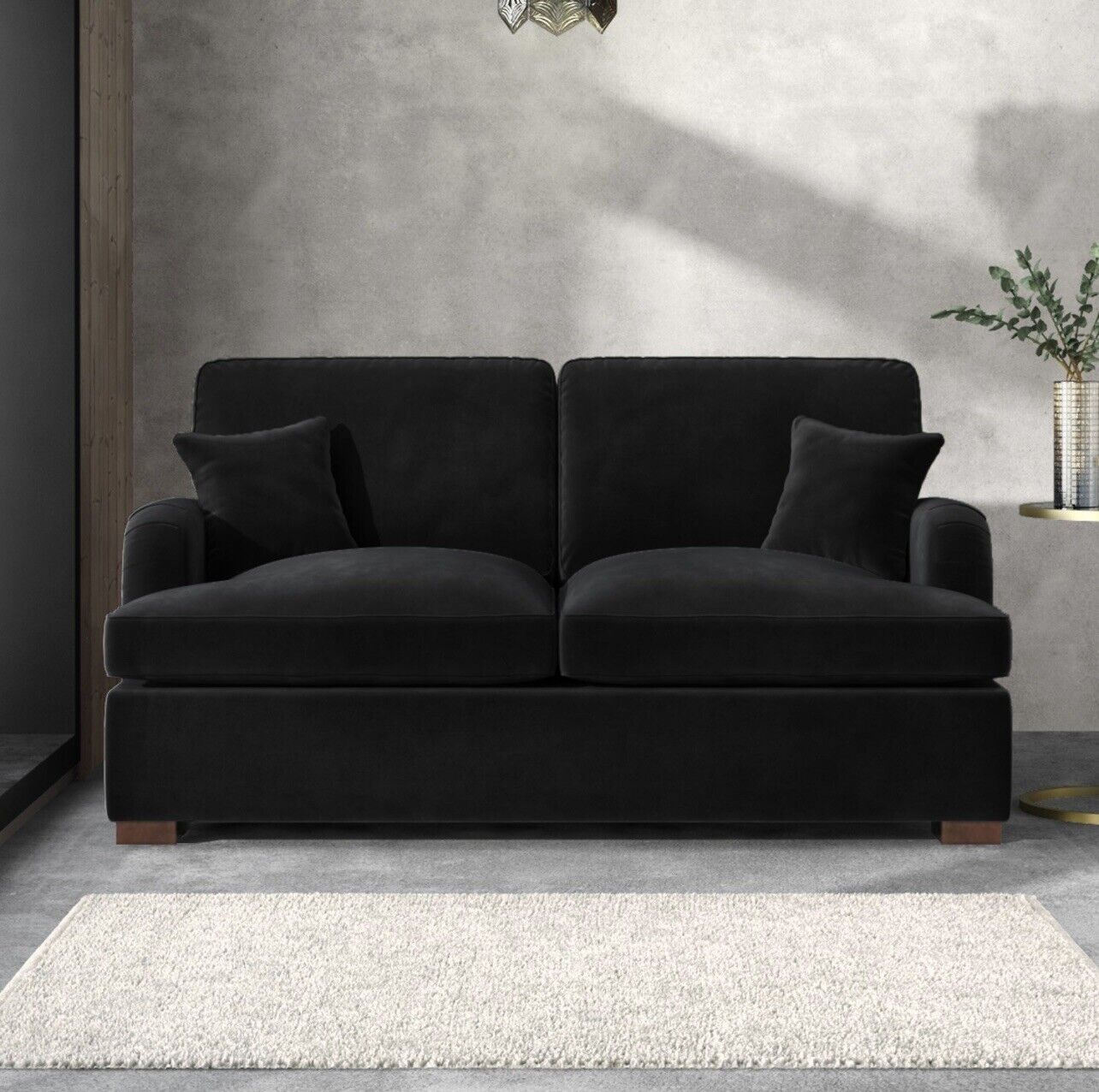 Velvet Sofa Bed 2 Seater Sleeper Sofa with Mattress and Cushions