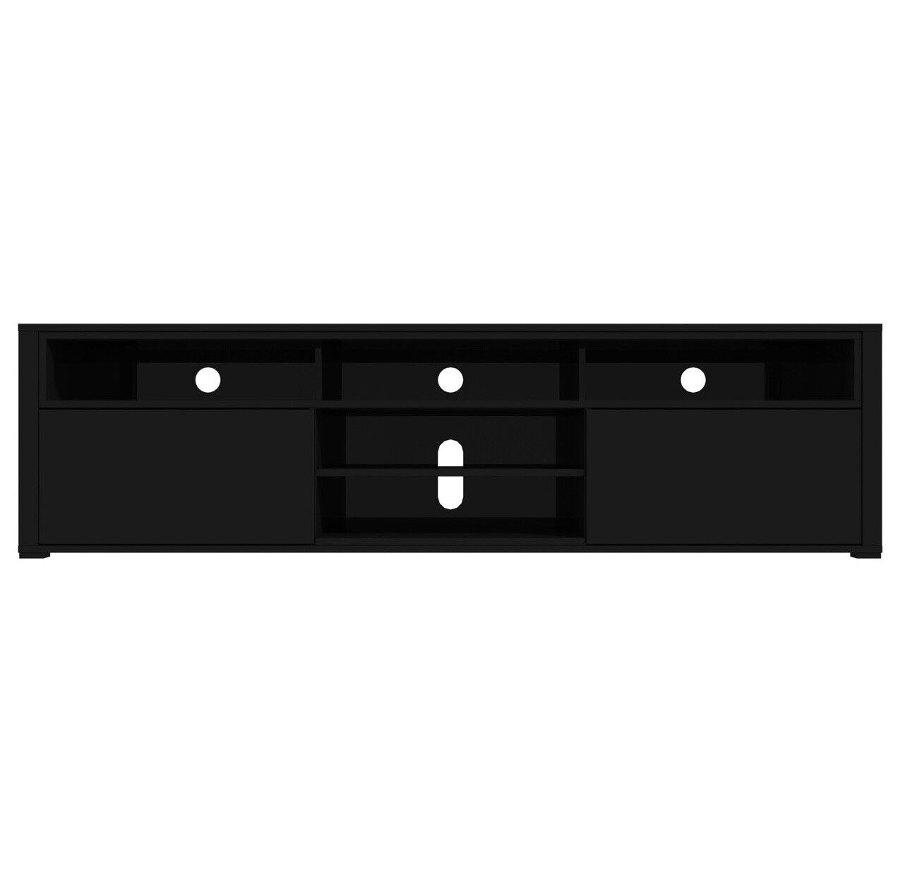 Black TV Unit Stand with Adjustable Shelf and Storage