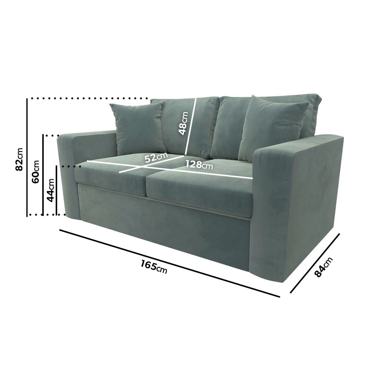 Velvet Sofa Bed 2 Seater Sleeper Sofa with Mattress and Cushions