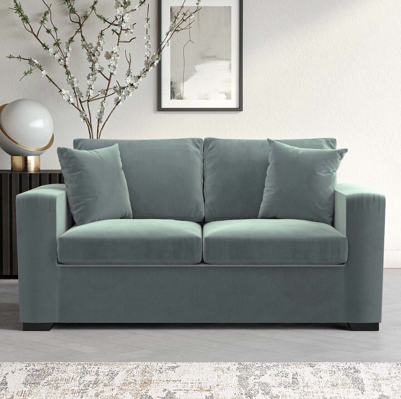 Velvet Sofa Bed 2 Seater Sleeper Sofa with Mattress and Cushions