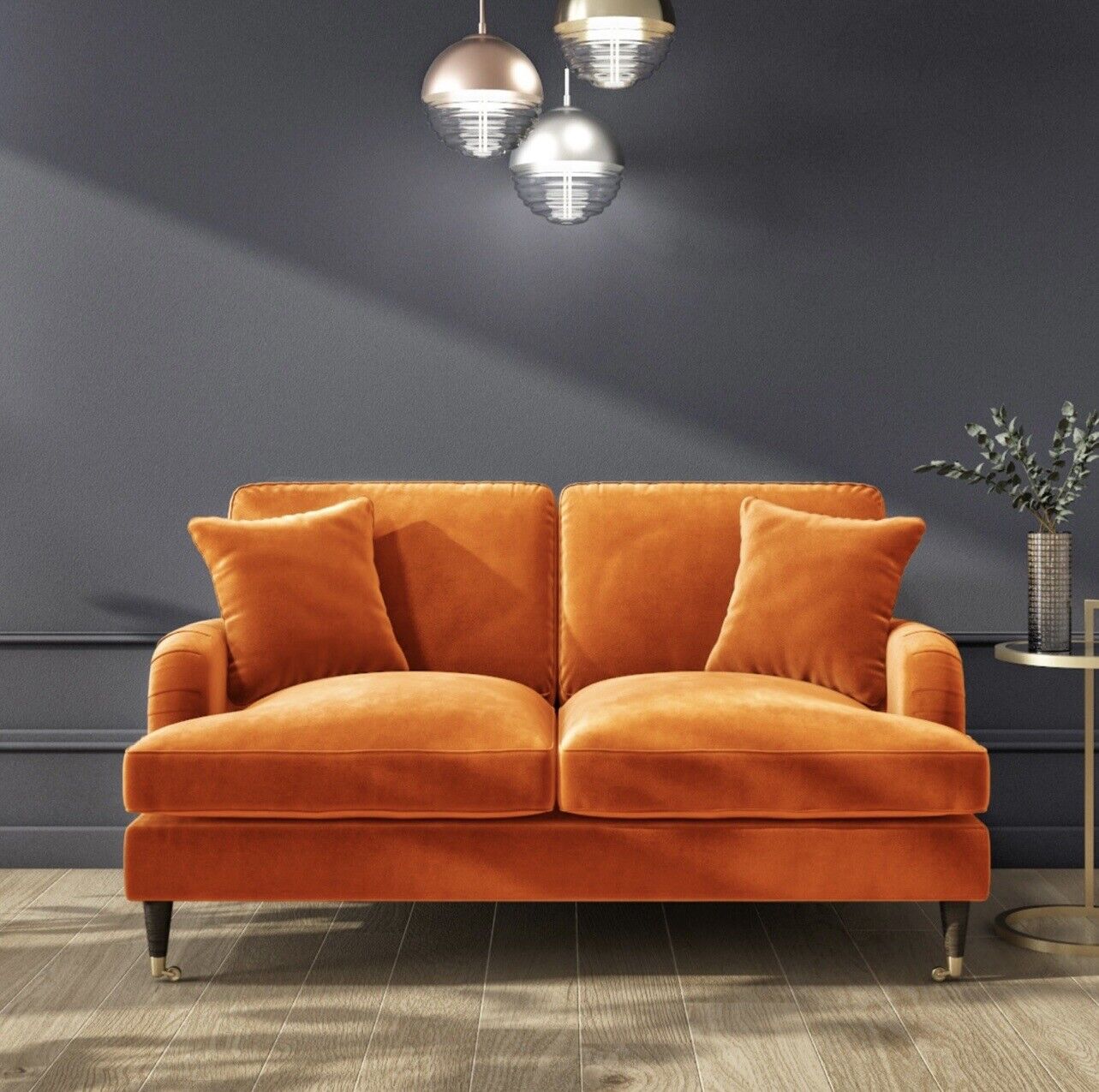 Velvet Sofa 2 Seater Couch Upholstered with Cushions