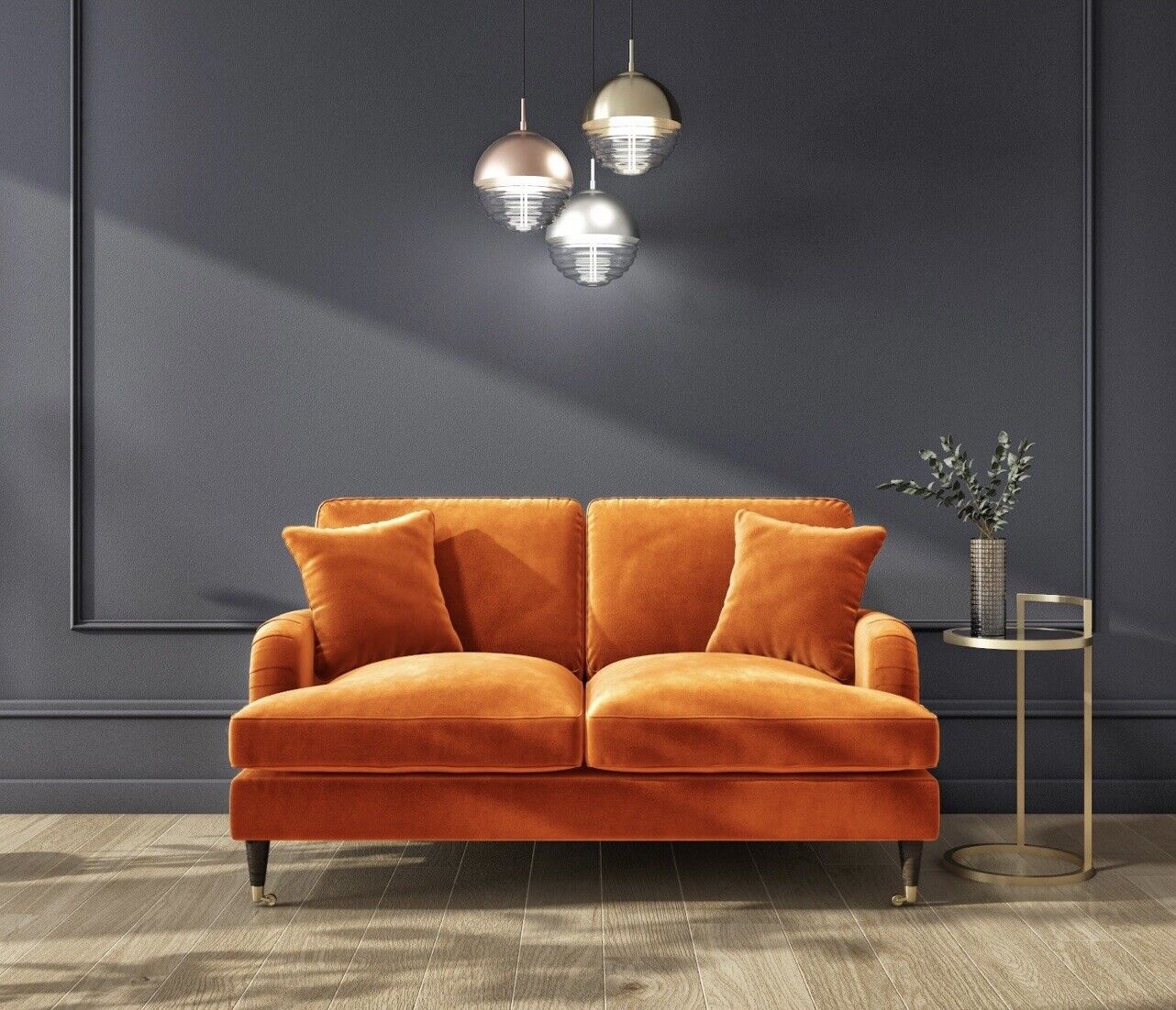 Velvet Sofa 2 Seater Couch Upholstered with Cushions
