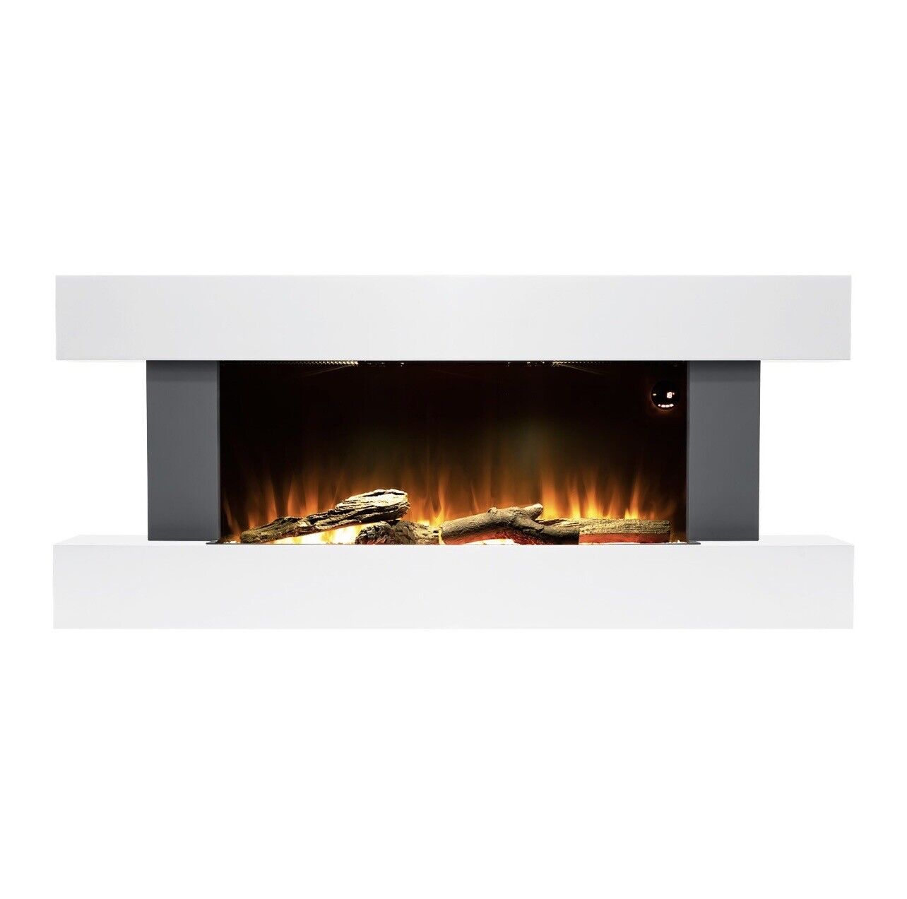 White Electric Fire Wall Mounted with LED Flame & Remote Control