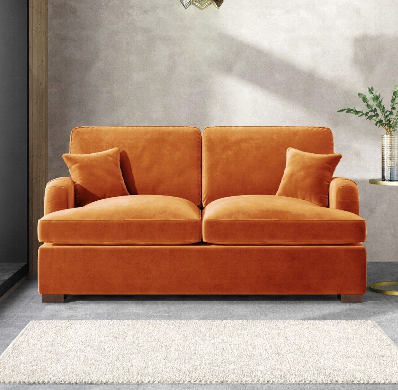 Velvet Sofa Bed 2 Seater Sleeper Sofa with Mattress and Cushions