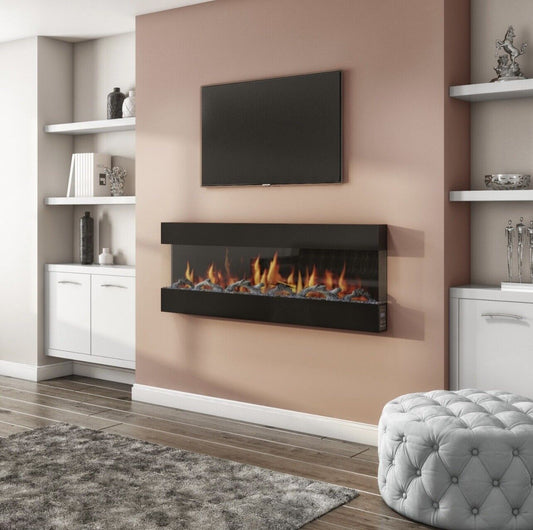 Black 60 Inch Electric Fire Inset with LED Flame Effect
