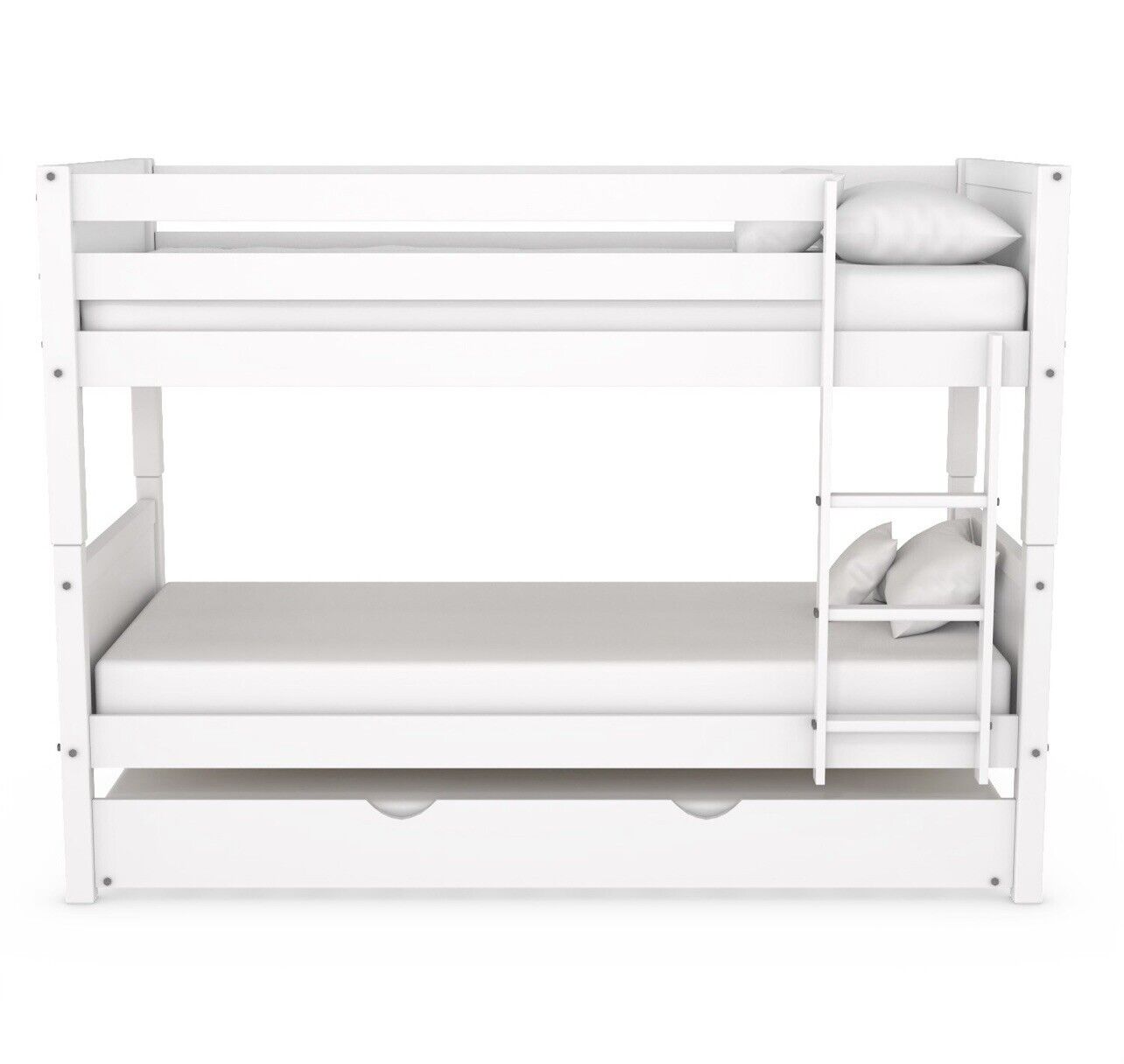 Kids Bunk Bed Wooden Frame Single Sleeper with Pull Out Trundle