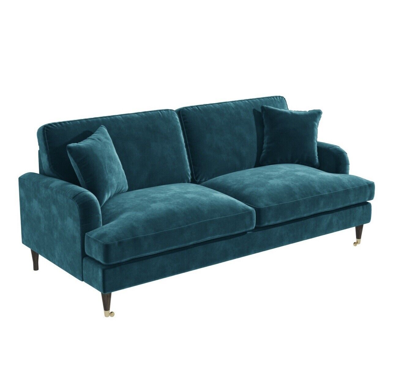 Velvet Sofa 3 Seater Couch Upholstered with Cushions