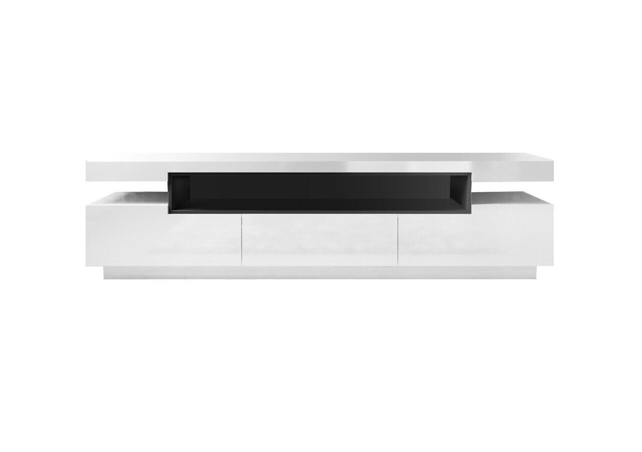 Modern White TV Stand with Storage Drawers