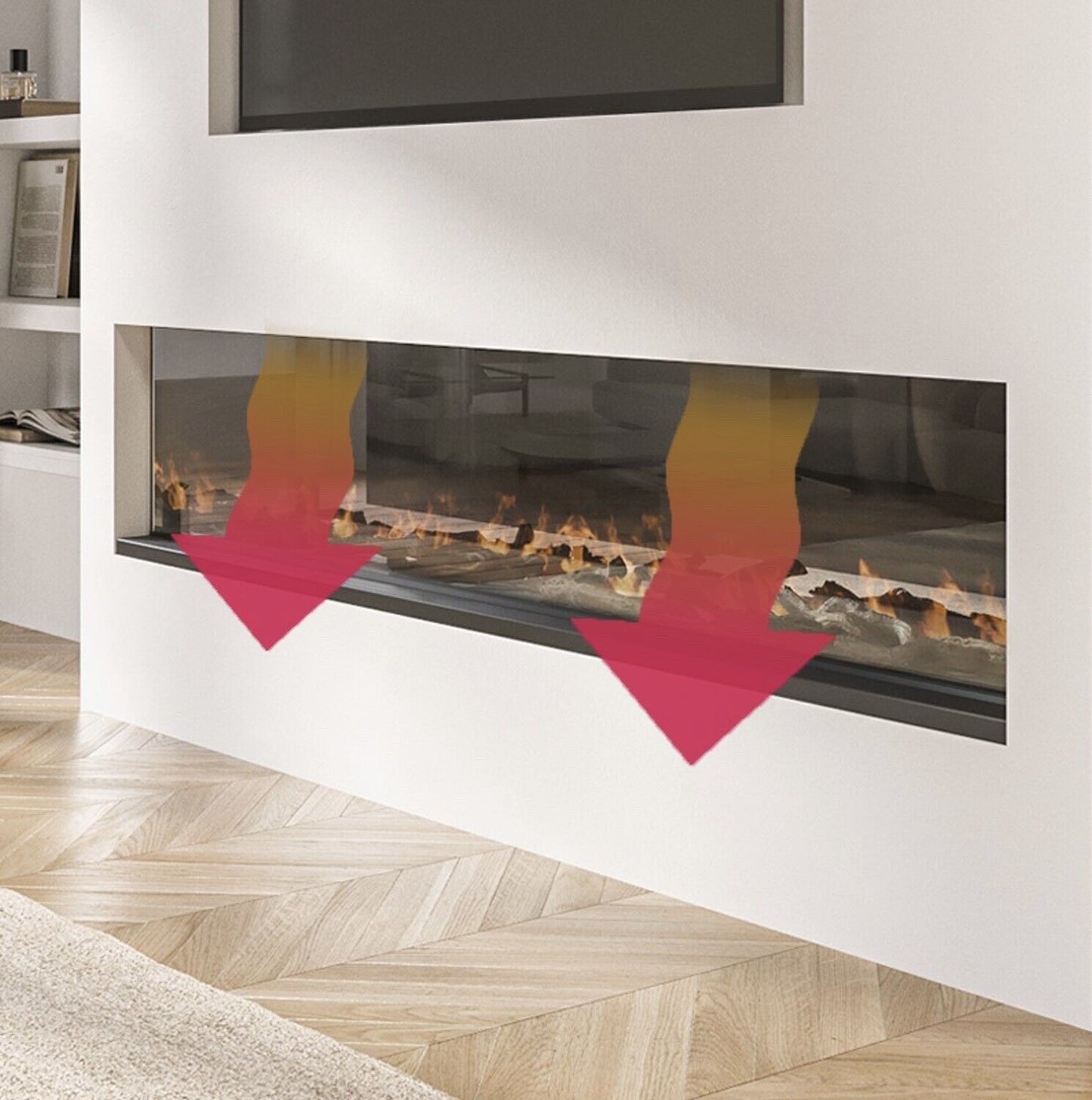 Media Wall Inset Electric Fire with LED Flame and Remote Control