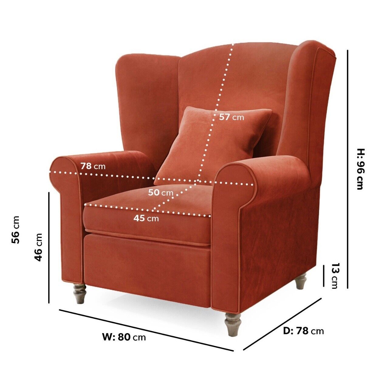 Velvet Armchair Upholstered with Supportive Back Vintage