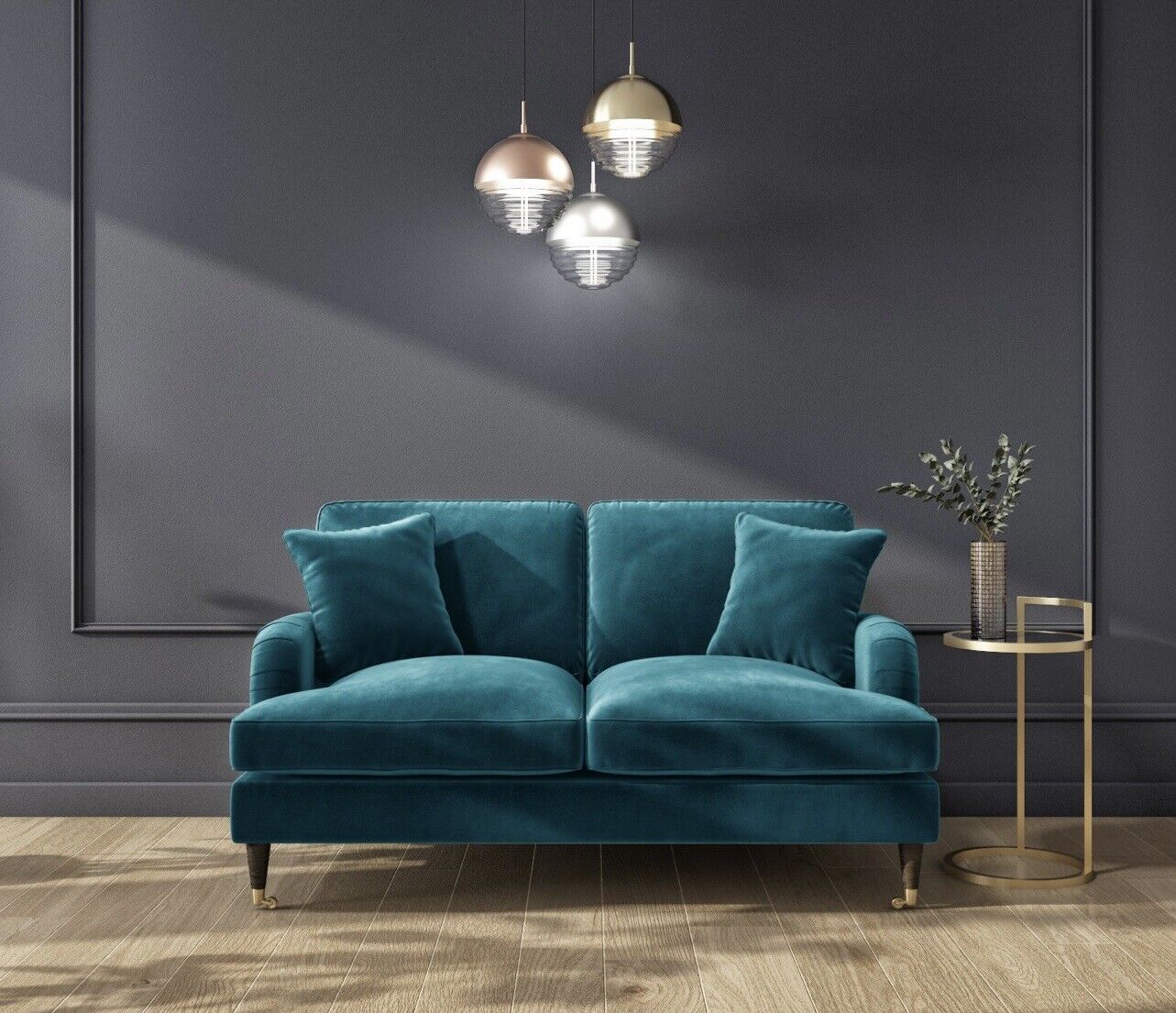 Sofa 2 Seater Velvet Couch Upholstered with Cushions