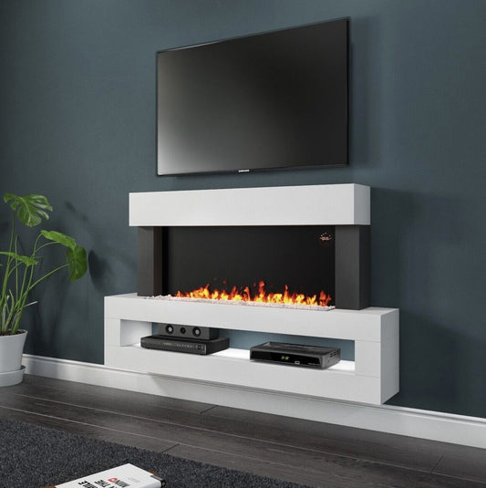 Electric Fireplace with Storage Shelf and LED Flames