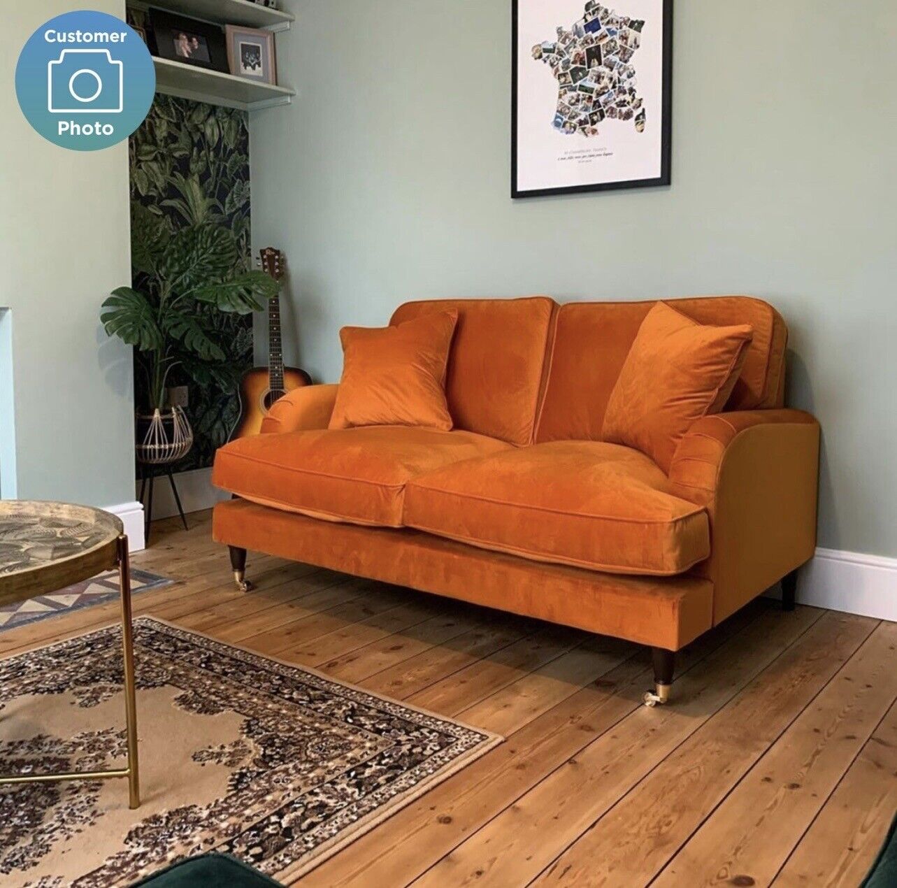 Velvet Sofa 2 Seater Couch Upholstered with Cushions