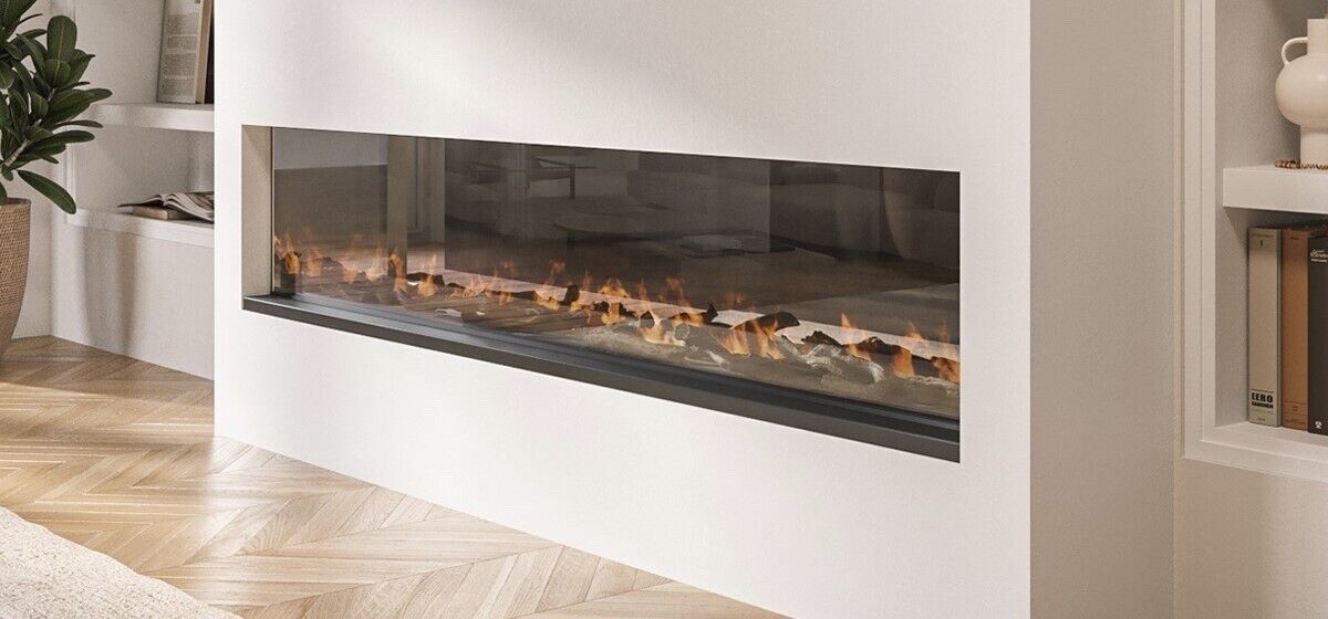 Media Wall Inset Electric Fire with LED Flame and Remote Control