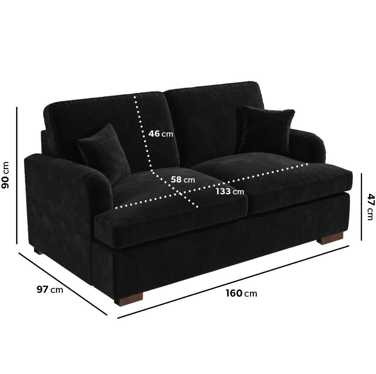 Velvet Sofa Bed 2 Seater Sleeper Sofa with Mattress and Cushions