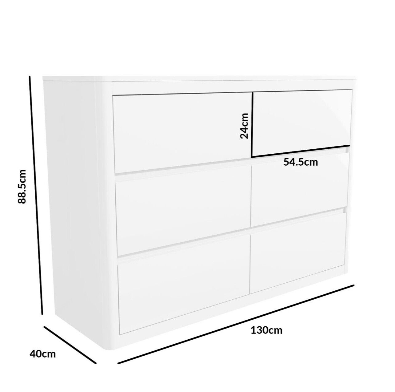 Gloss White Chest of Drawers Wooden